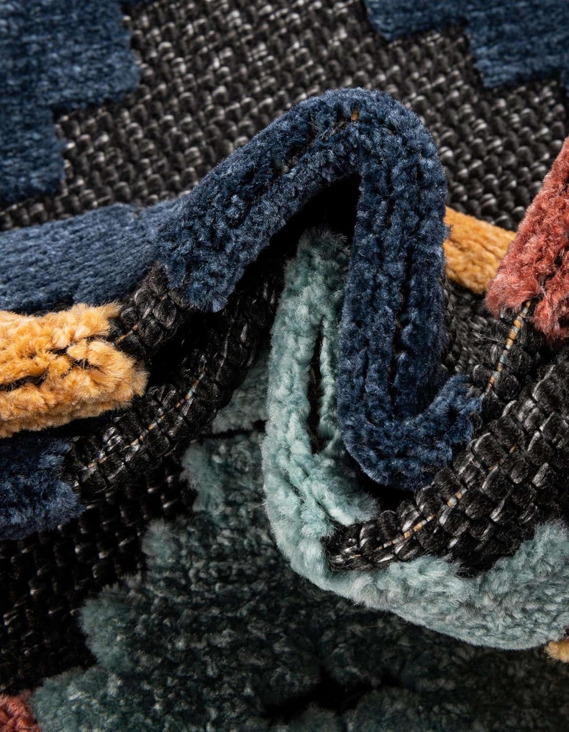 Unique Loom Belize Outdoor Collection – Alfombra rectangular de 2 x 3 pies 1 pulgada, color carbón y azul marino