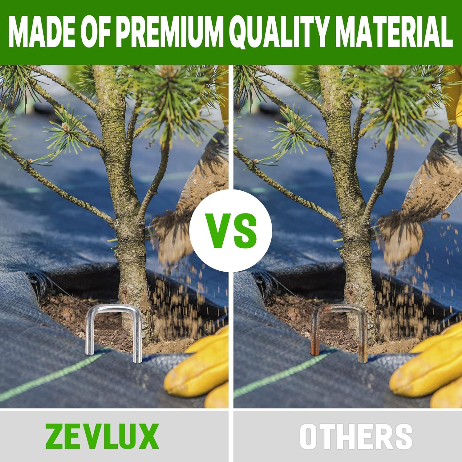 Zevlux Staples – Grapas de jardín galvanizadas de calibre 12 de 4 pulgadas, pasadores de césped resistentes para vallas, césped, barreras de malezas