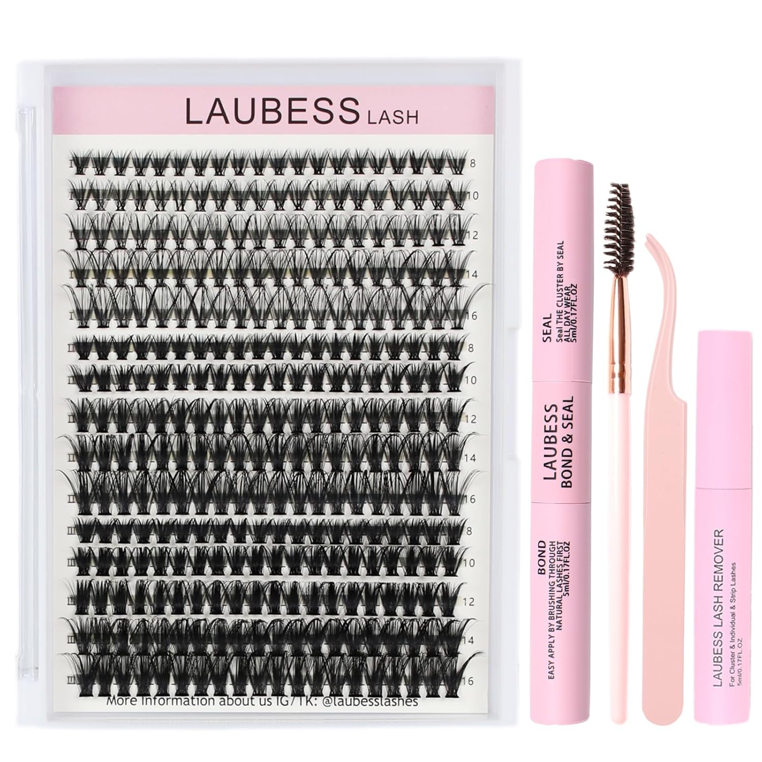 Kit de extensiones de pestañas, 300 unidades, kit de extensiones de pestañas resistentes al agua, kit de extensión de pestañas, cepillo para quitar