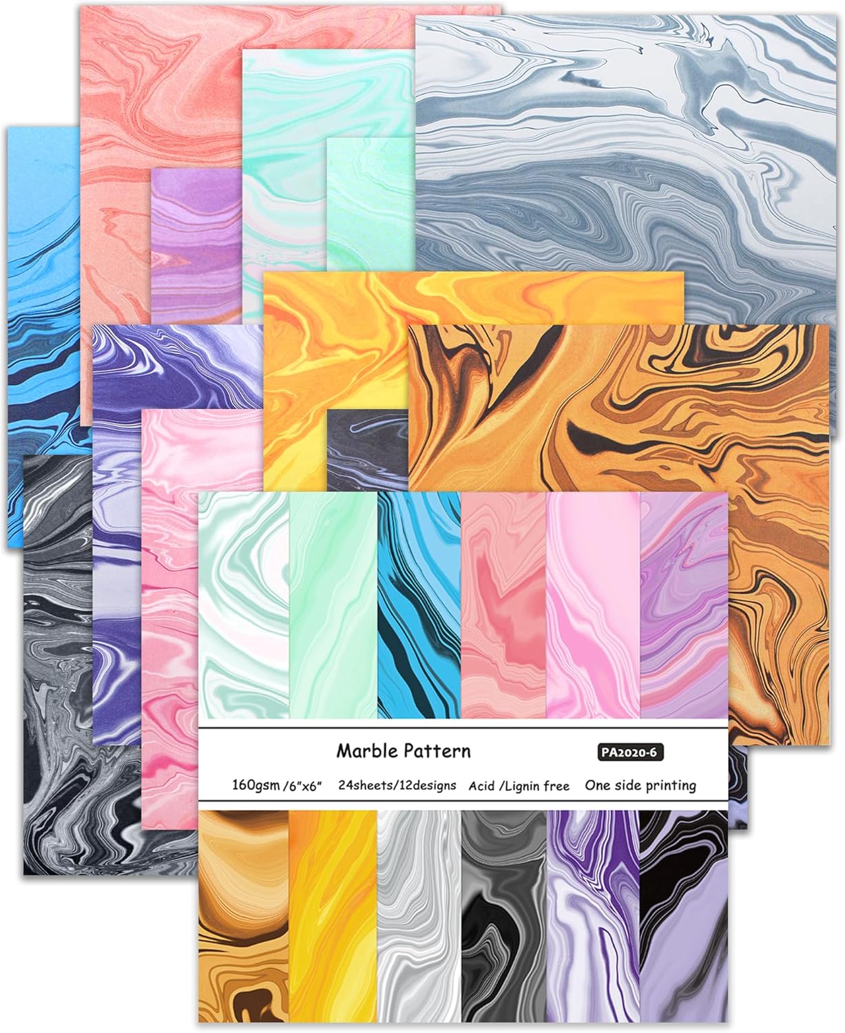 Anvin Bloc de papel para álbumes de recortes, 5.64 ozm, patrón de una sola cara, papel para hacer tarjetas, papel de origami para planificadores,