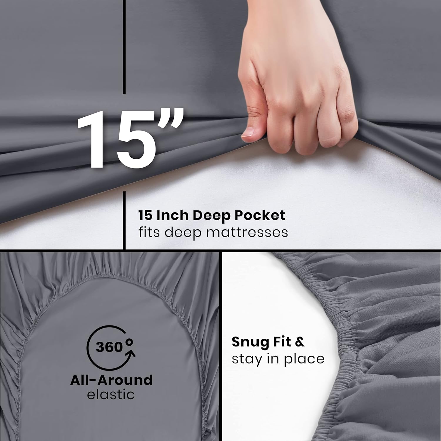 Utopia Bedding Sábana bajera ajustable tamaño matrimonial XL, sábana inferior, bolsillo profundo, microfibra suave, resistente al encogimiento y a
