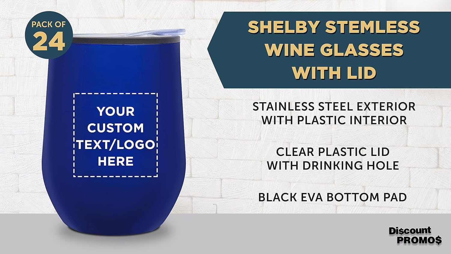 Vasos de vino personalizados sin tallo de 12 onzas, juego de 24, paquete personalizado a granel, aislados, perfectos para vino, cócteles, otras