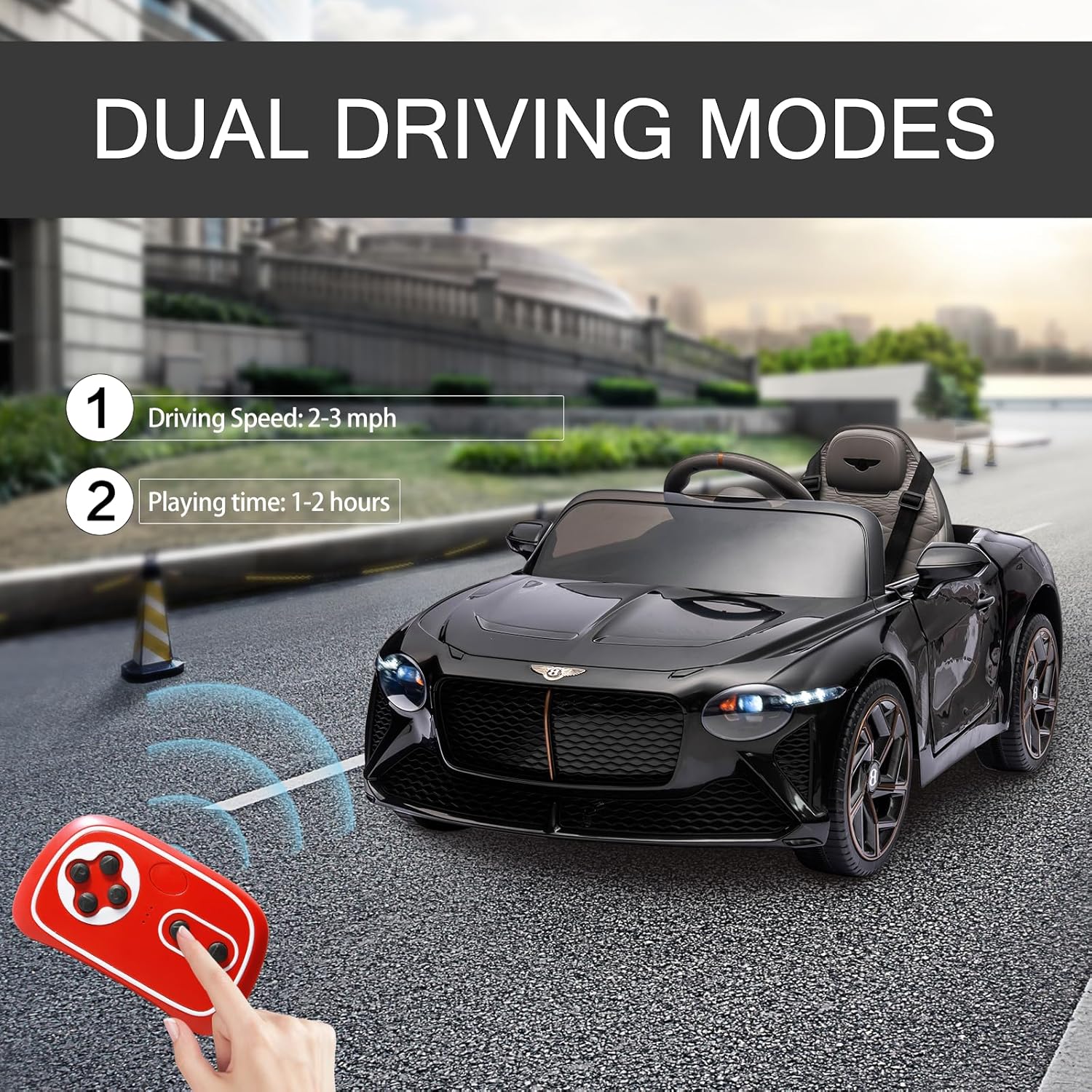 Auto eléctrico para niños con control remoto para padres, auto Bentley para niños pequeños, juguetes de conducción con batería de 12 V, ruedas