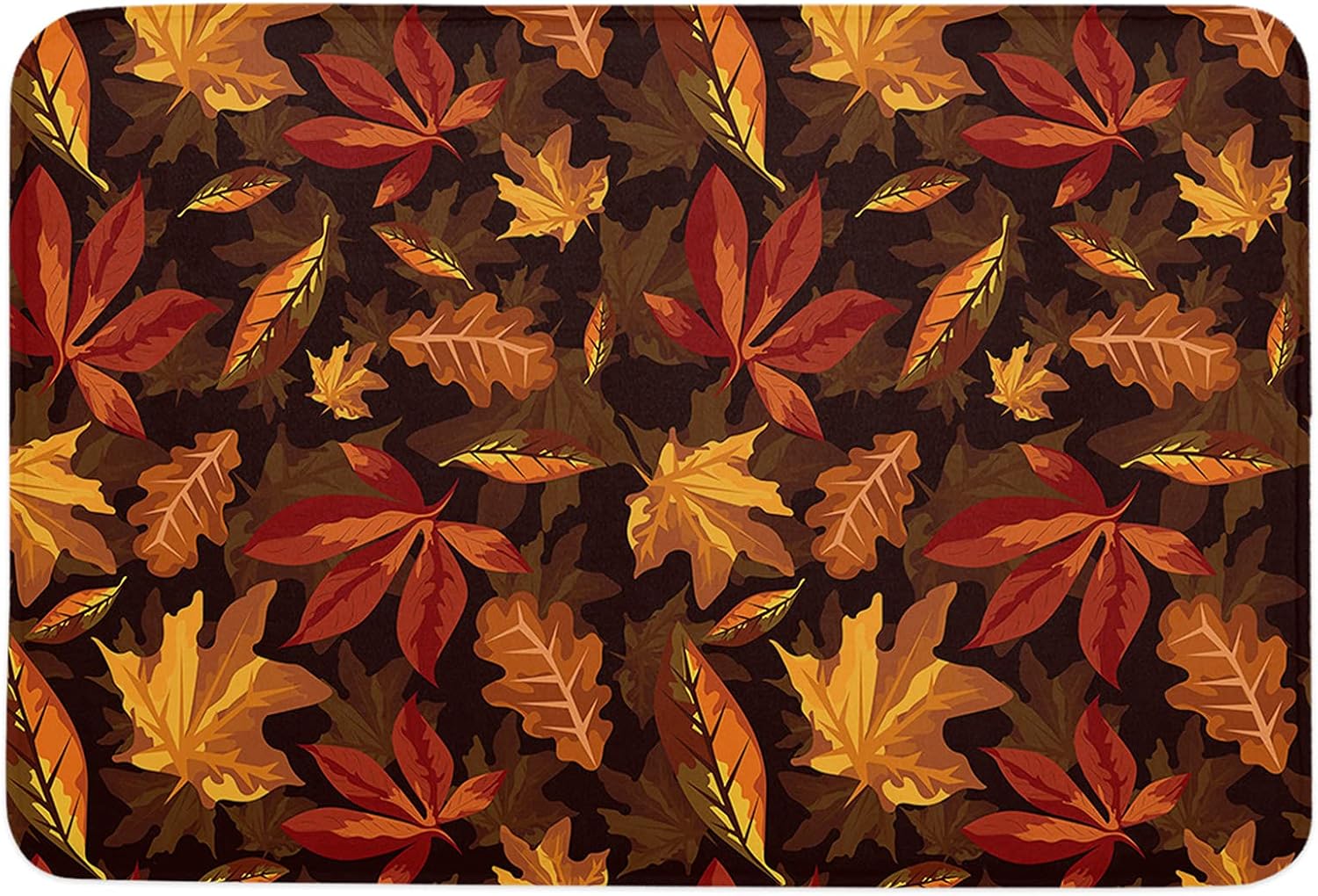 Fall Bathroom Rugs Maple Leaf Fall Bath Mat Sponge Doormat, Fallen Leaves Farmhouse Style Bath Mat Non Slip Washable Durable Carpet for Bathroom