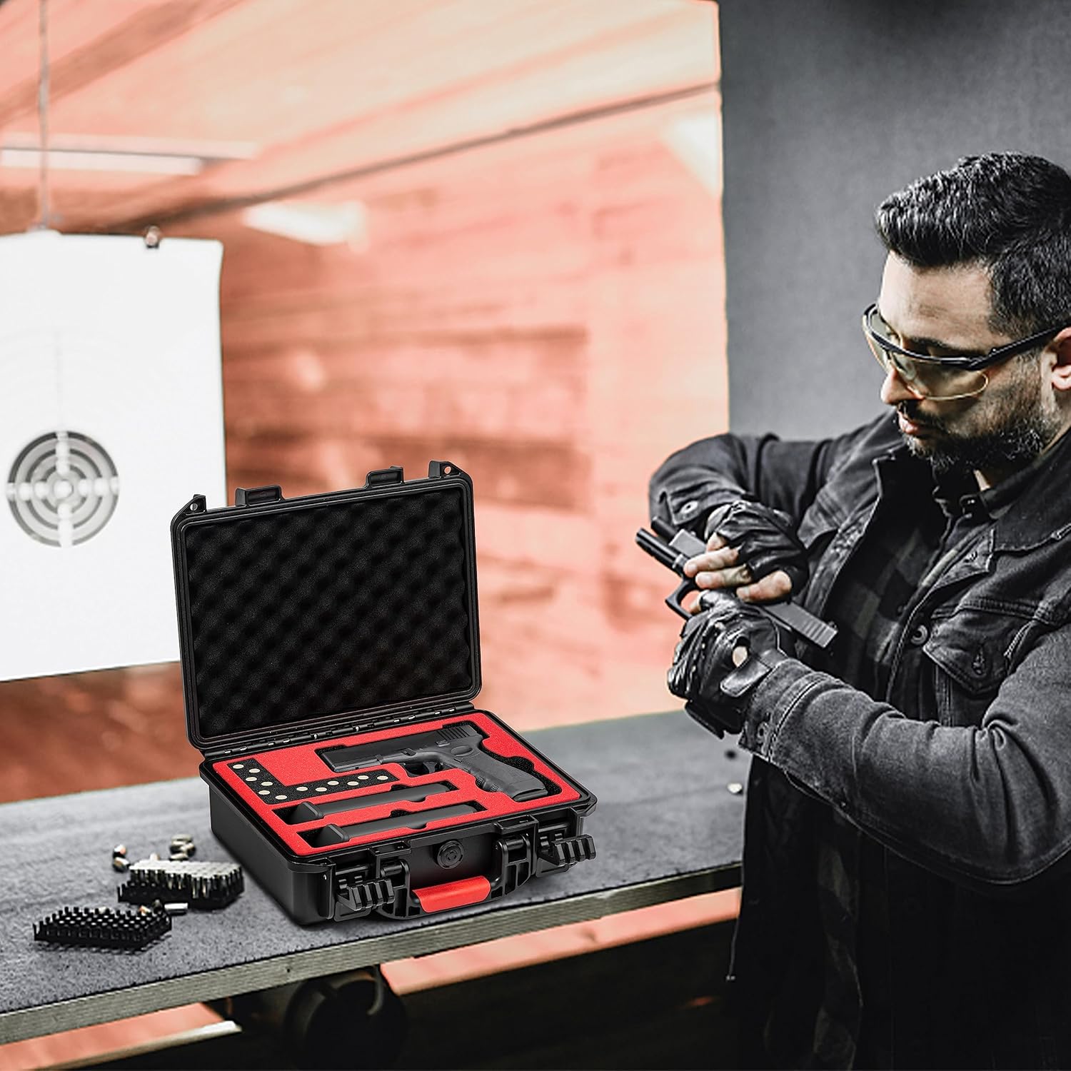 Kinghardcase Funda rígida táctica para pistola Glock, agua y golpes, carcasa rígida con espuma aprobada por la TSA para GLOCK