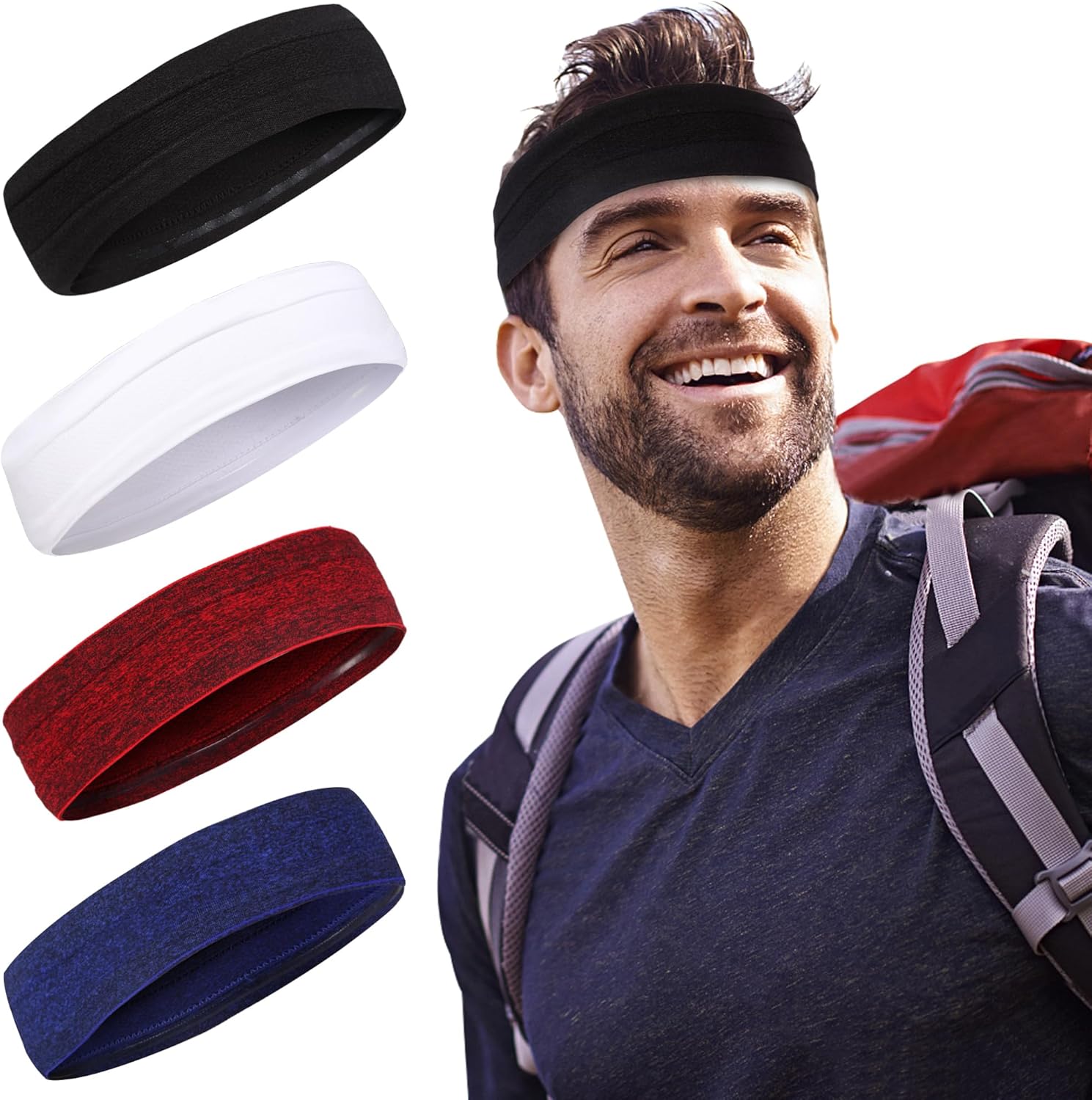 4 diademas para hombres, bandas para el sudor, bandas para el sudor de la cabeza para hombres, diadema deportiva para hombres, diadema deportiva