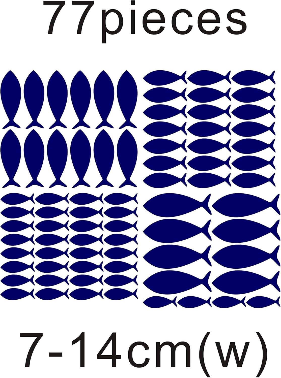 Juego de 77 calcomanías de pared de pez, calcomanías de vinilo extraíbles para niños, bebé, dormitorio, baño, guardería decoración A05 (azul)