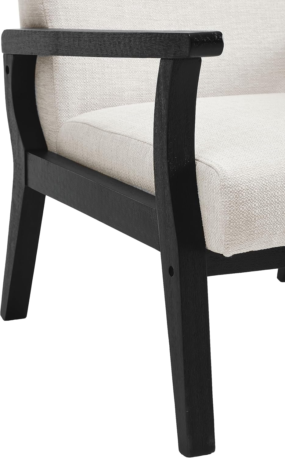 Silla decorativa moderna de mediados de siglo, sillón tapizado de lino, cómodas sillas de sala de estar, silla de lectura de una sola tela con marco
