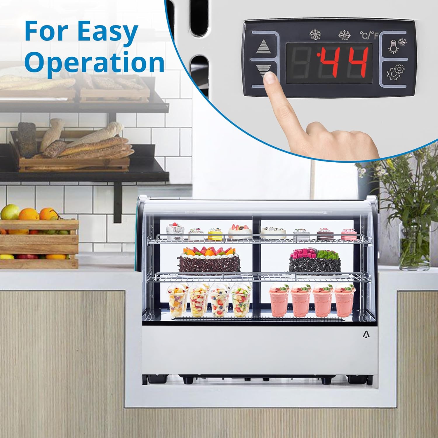 TackView Vitrina para refrigerador comercial de 4.6 pies cúbicos, con iluminación LED, vitrina de pastelería de 4.6 pies cúbicos, vitrina de vidrio