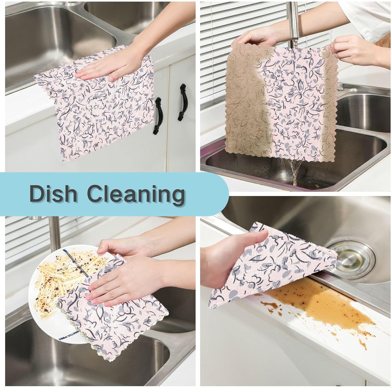 FRODOTGV Floral Outline Mid Century Modern Quality Print Microfiber Towels Kitchen Quick Dry 6 Pack Kitchen Accessories for Cooking for Countertop