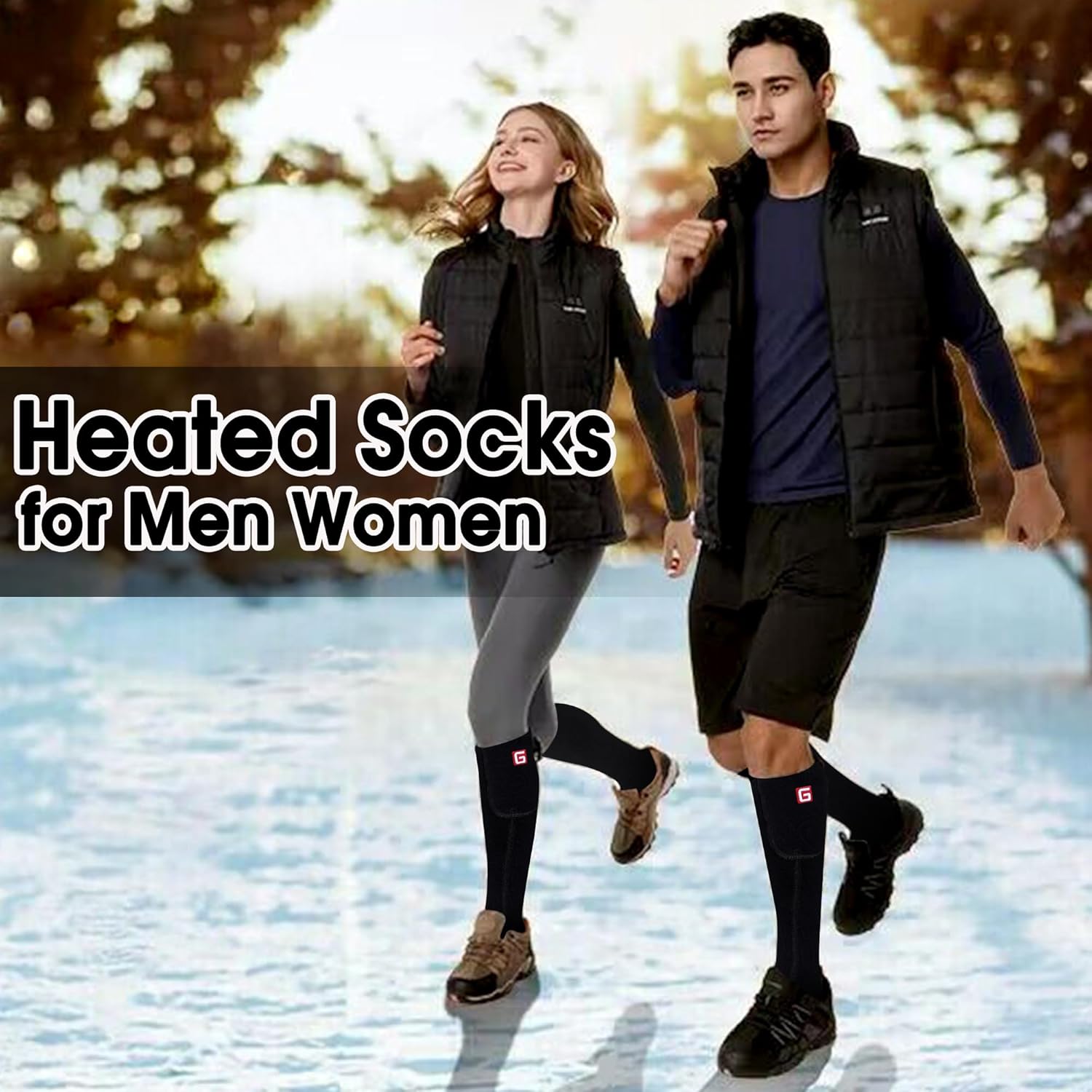 Calcetines calefactables para hombres y mujeres, calcetines eléctricos recargables con pilas, térmicos, cálidos, de invierno, lavables, para