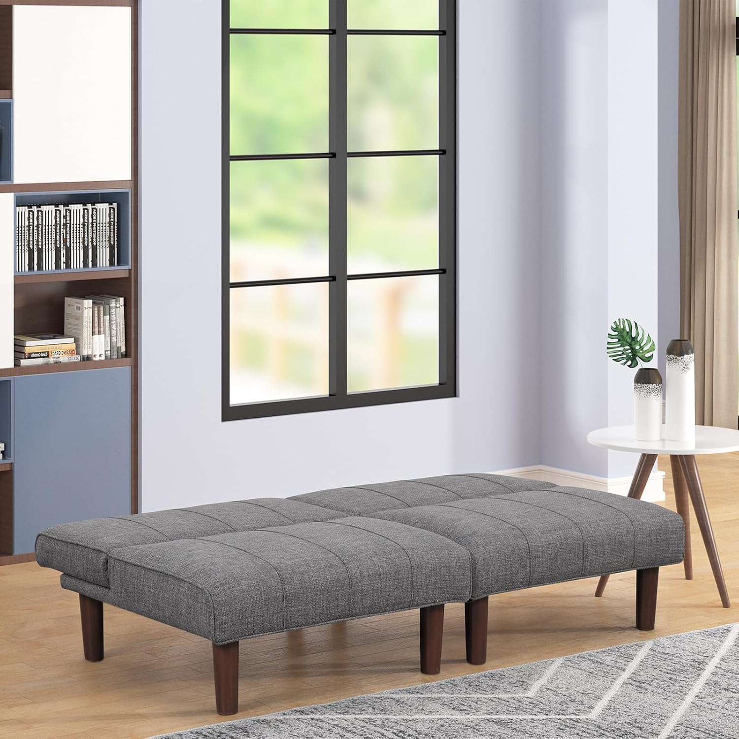 Sofá futón pequeño, silla futón convertible tapizada, moderna, sin brazos, cómodo, mini sofá para espacios pequeños, sala de estar, apartamento,