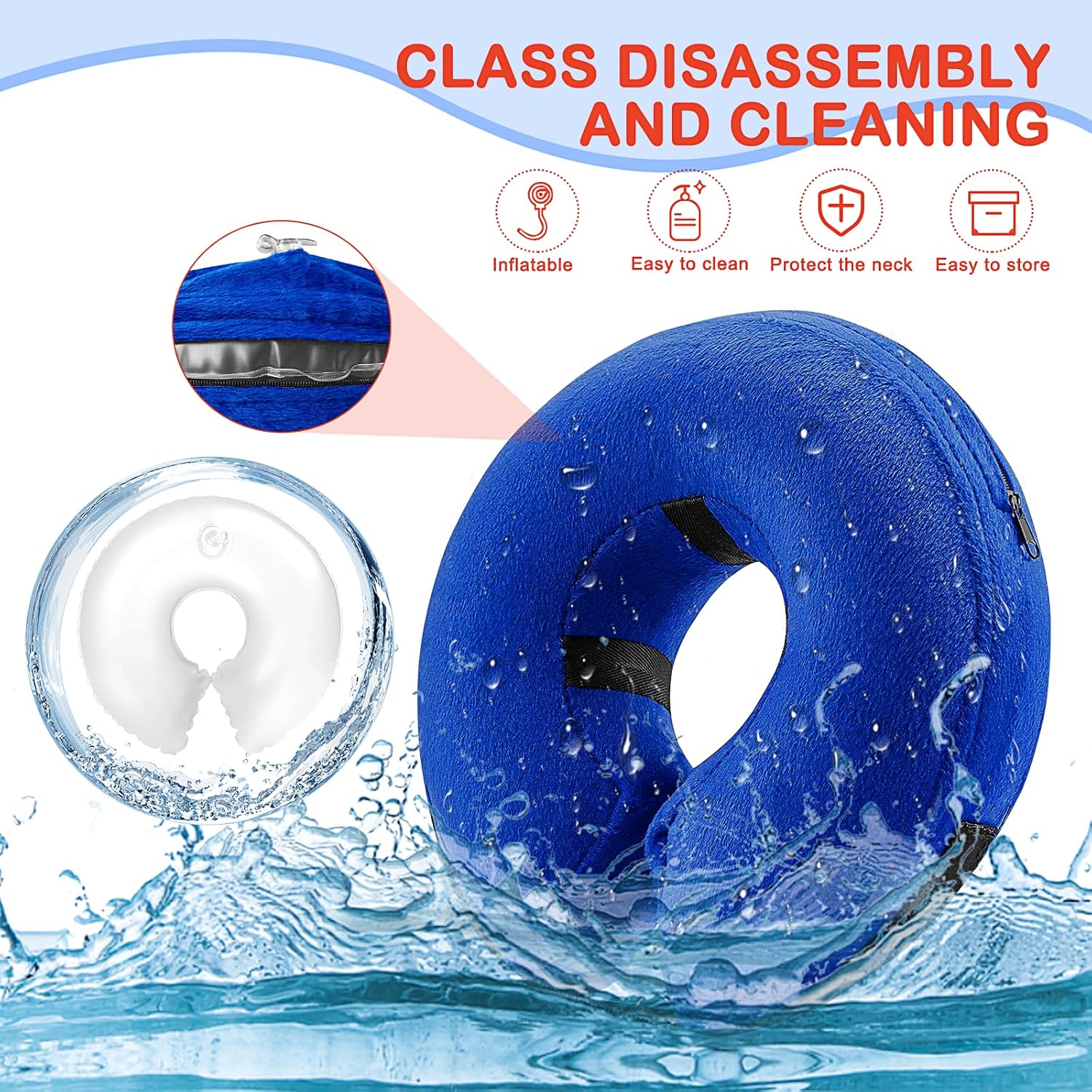 Collar inflable protector para perros y gatos, collar de cono alternativo después de la cirugía, collar de recuperación de mascotas para perros