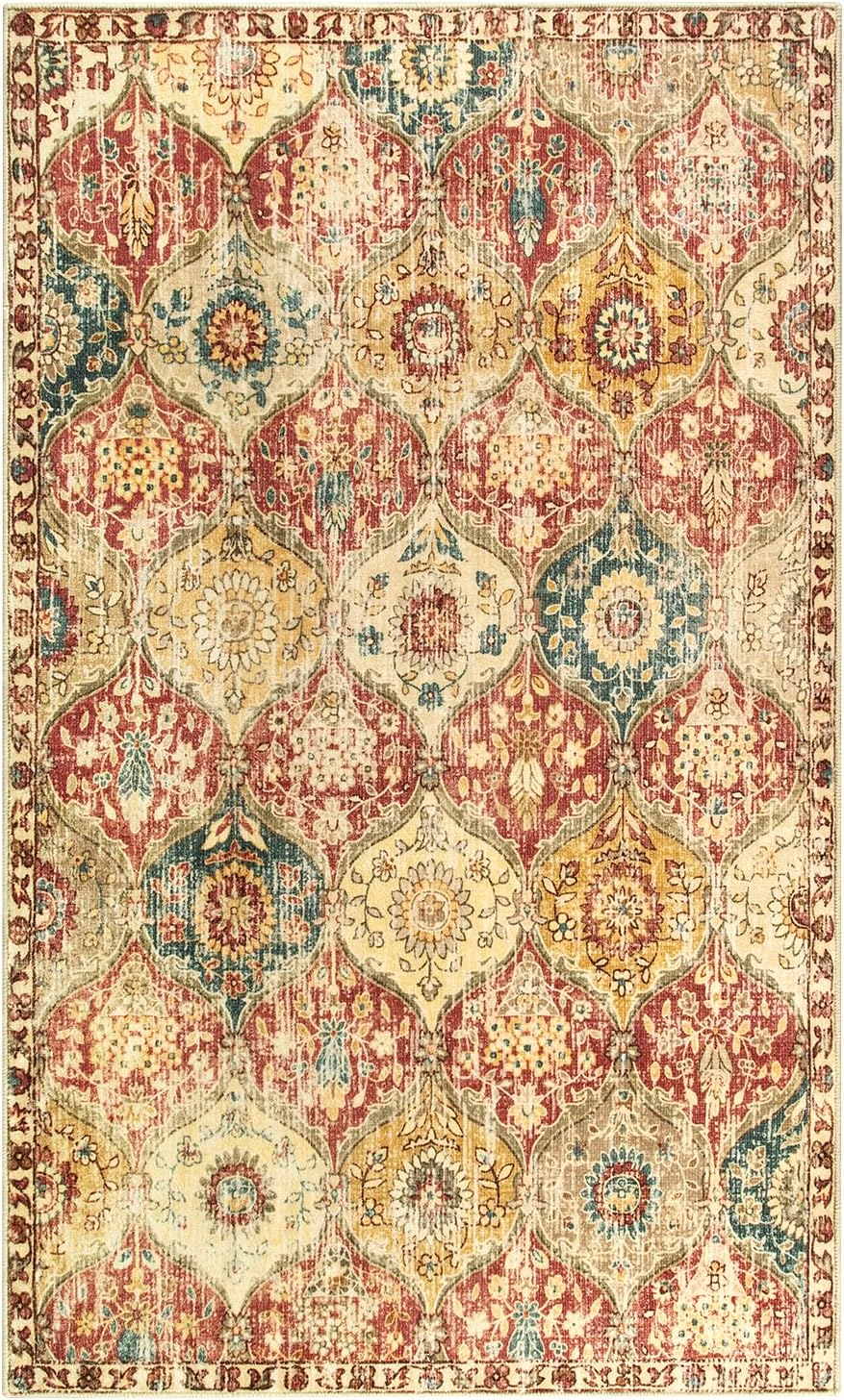 Lahome Alfombras marroquíes con diseño enrejado para sala de estar, alfombra lavable de 3 x 5 pies, antideslizante, para dormitorio, cocina,