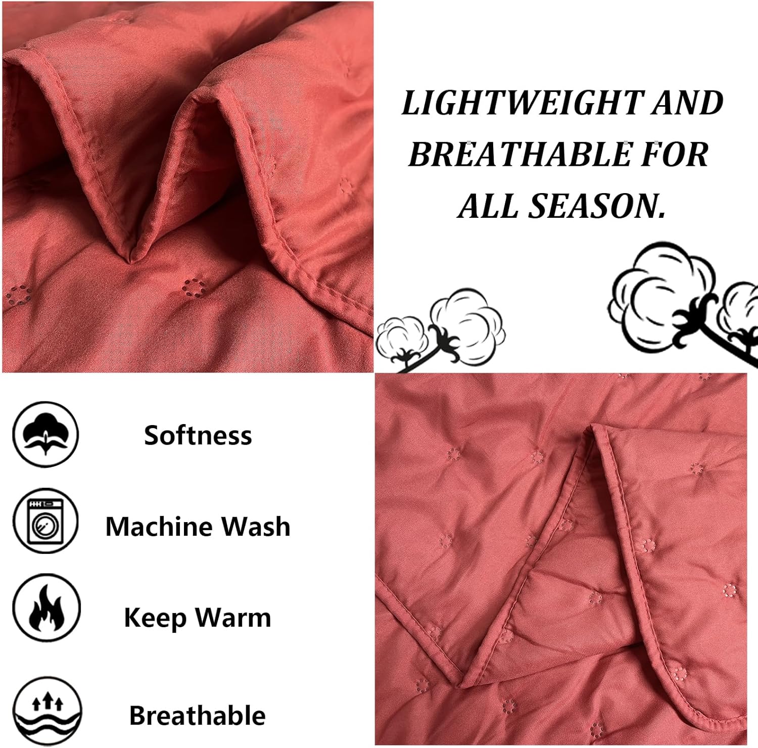 Mocaletto Juego de edredones reversibles tamaño individual, edredón rojo de 2 piezas con fundas de almohada, colcha de microfibra con patrón de