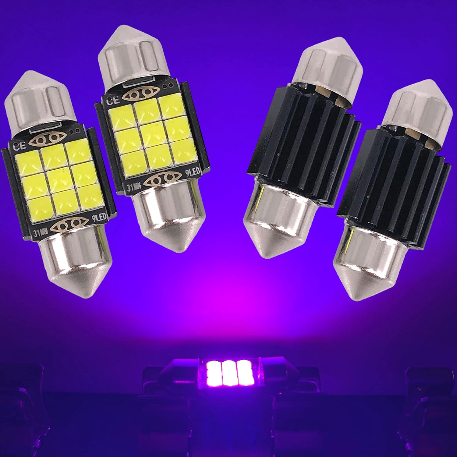 SOCAL-LED – Bombilla LED de 0.157 x 1.220 in de Canbus Super Bright 3030 Chipset para interior de coche, luz de cúpula DE3175, luz de mapa, morado