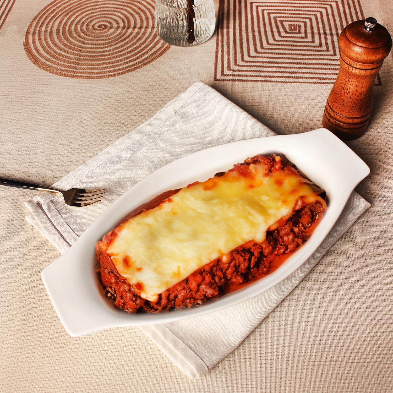 Juego de 4 platos ovalados para hornear gratinados, de porcelana, aptos para horno, lasaña, utensilios de cerámica ideales para cacerola de crema