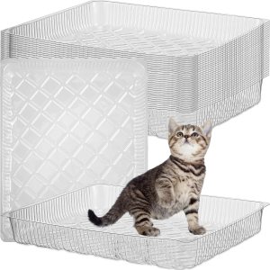 Tioncy 30 cajas de arena desechables para gatitos, bandejas de arena desechables poco profundas para gatos, entrada baja, inodoro, caja de arena Tioncy 30 cajas de arena desechables para gatitos, bandejas de arena desechables poco profundas para gatos, entrada baja, inodoro, caja de arena