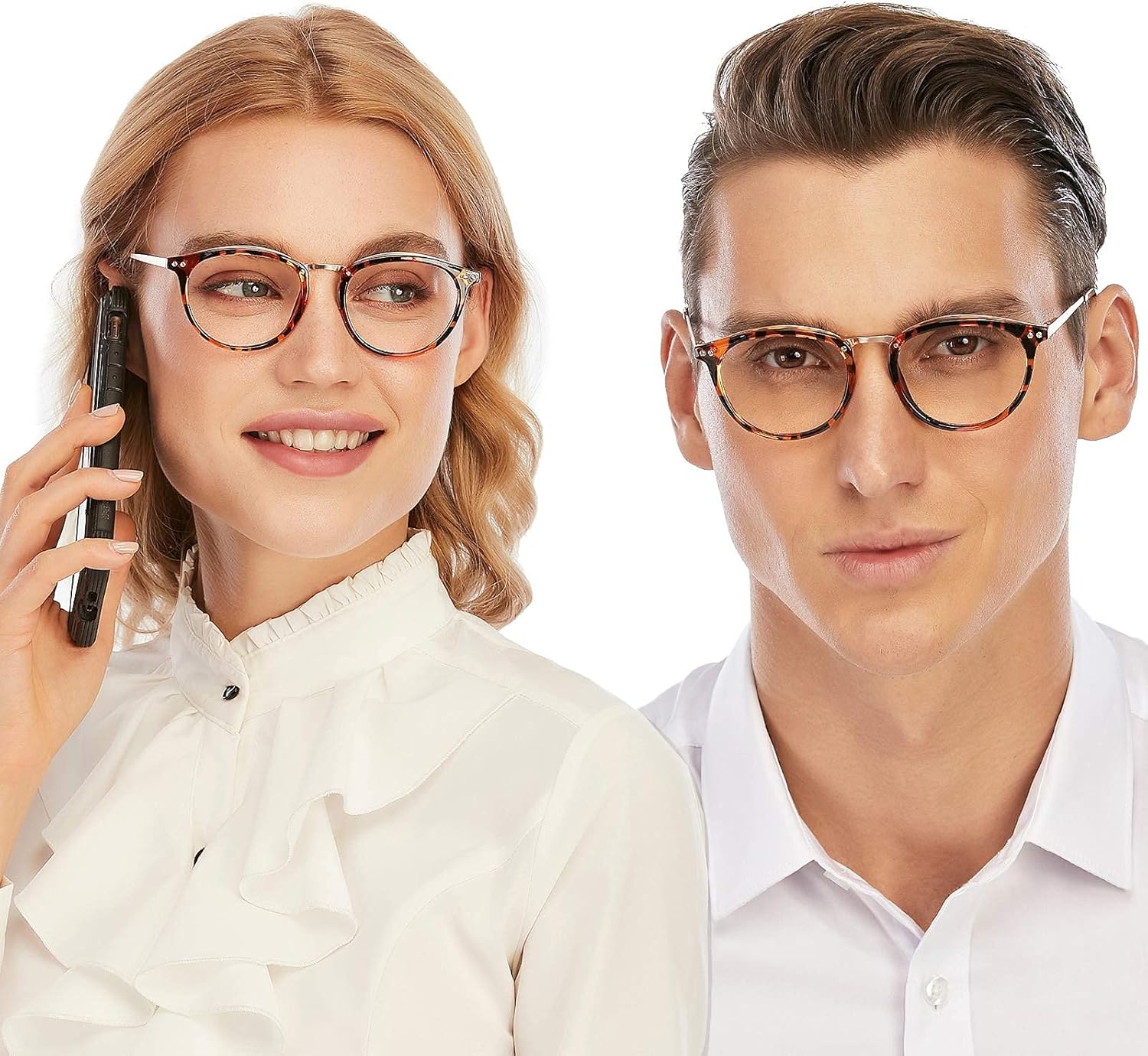 AQWANO Blue Light Blocking Reading Glasses Women Men, Fashion Round Computer Readers Anti EyestrainUVGlare
