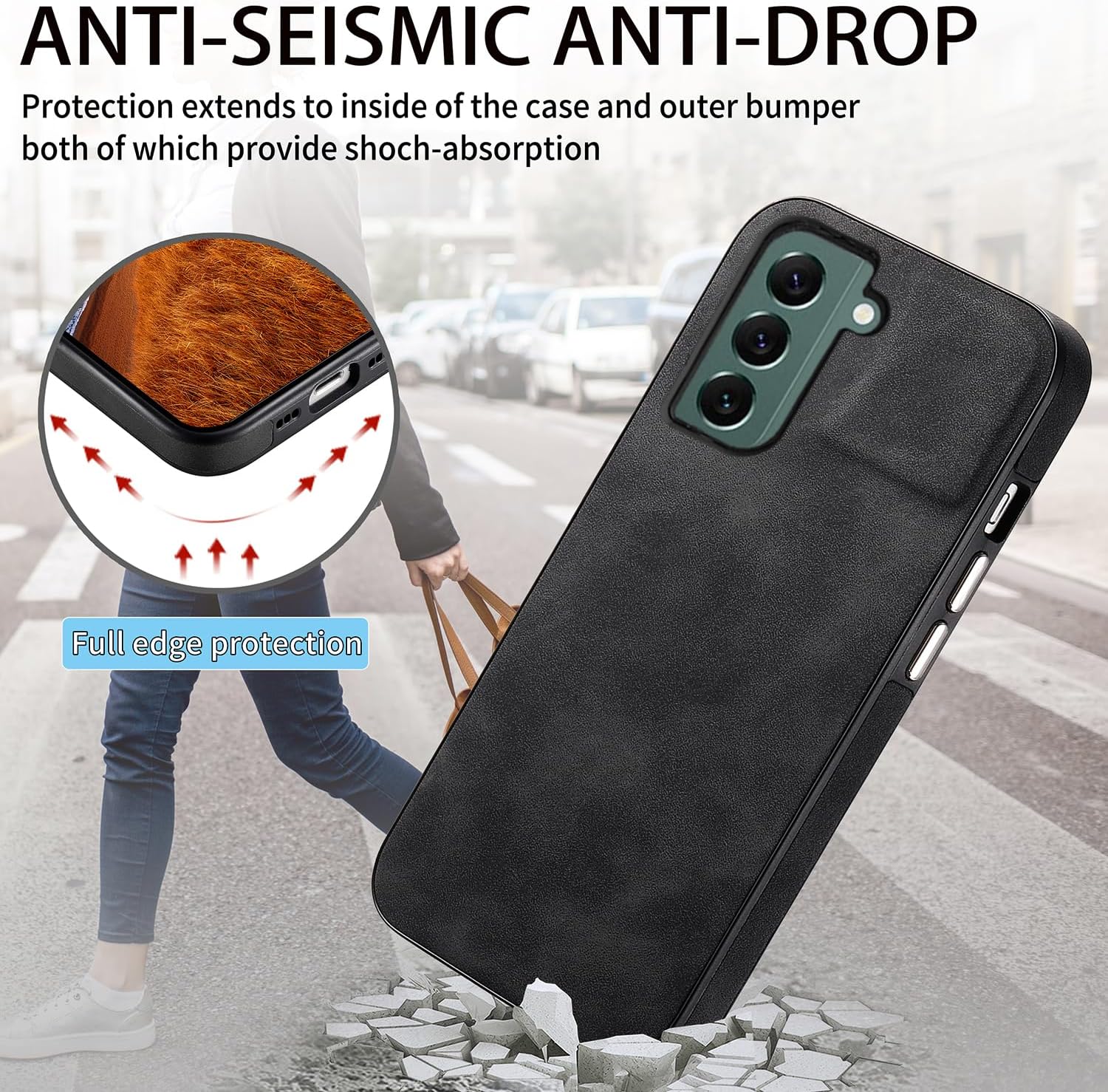 Asuwish Funda de teléfono para Samsung Galaxy S22 Plus S22+ 5G con protector de pantalla de vidrio templado y funda delgada de cuero suave,