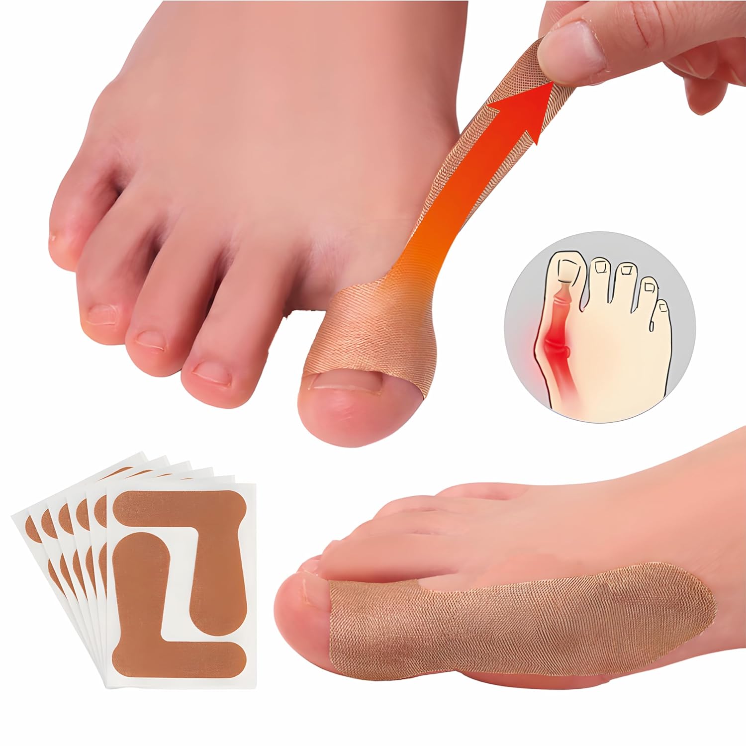 Ortesis de valgo para dedos grandes, el mejor corrector de juanetes, 20 calcomanías autoadhesivas para la cubierta del pulgar, corrector de juanetes