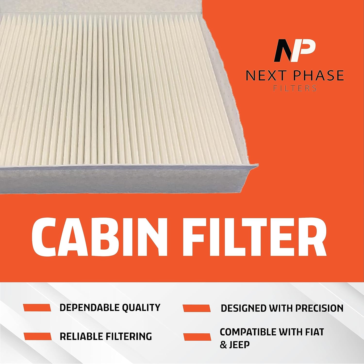 Reemplazo del filtro de aire de cabina  Fabricado en Estados Unidos  Compatible con varios modelos de coche Fiat y Jeep  Reemplaza a O.E.