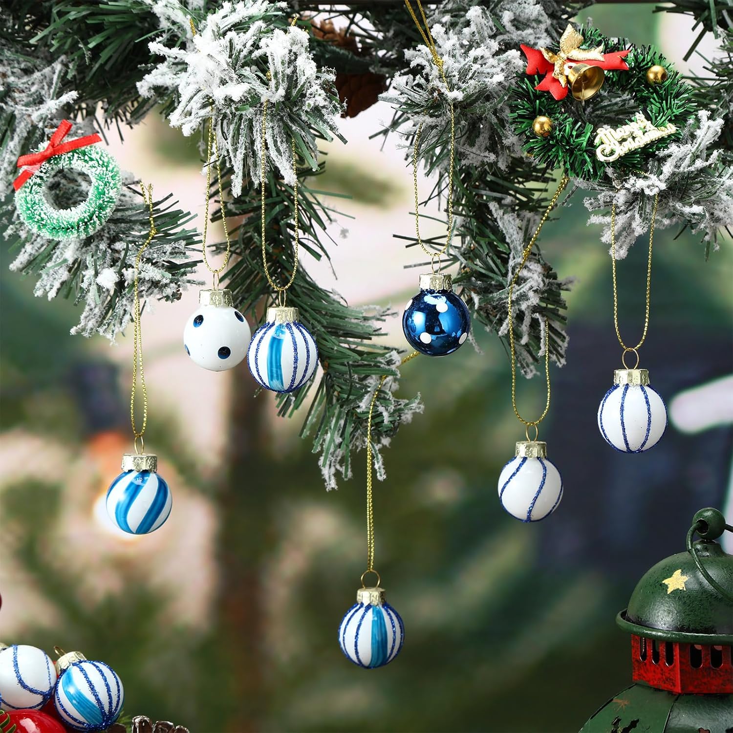 Zhanmai 36 adornos de Navidad, mini esferas de adornos de Navidad, bolas de Navidad de 1 pulgada, mini adornos para decoración de fiestas, bolas en