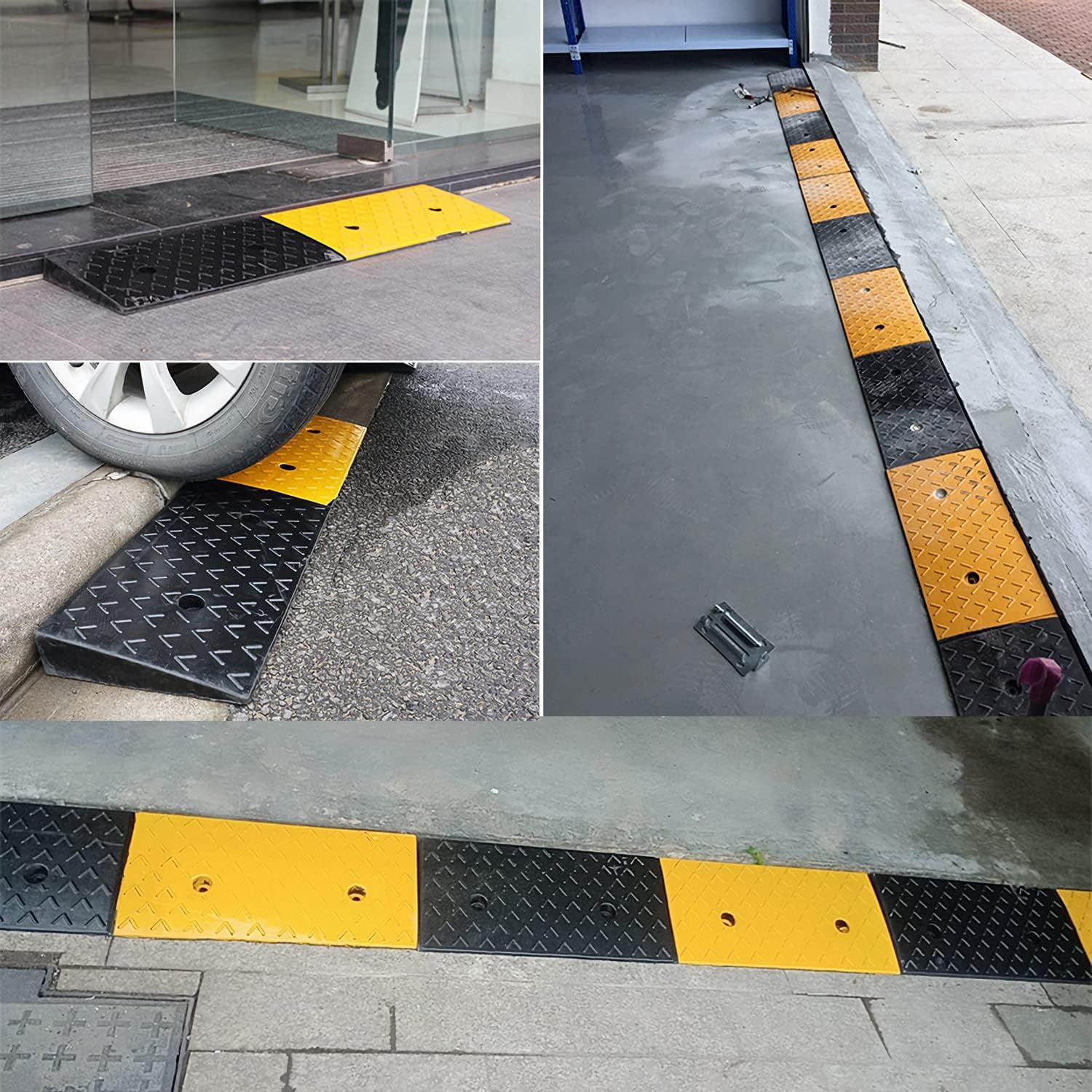 mopam 2 rampas de goma para bordillos de 4 pulgadas, rampas resistentes para umbral de acera para carga, muelle, automóvil, scooter, bicicleta,