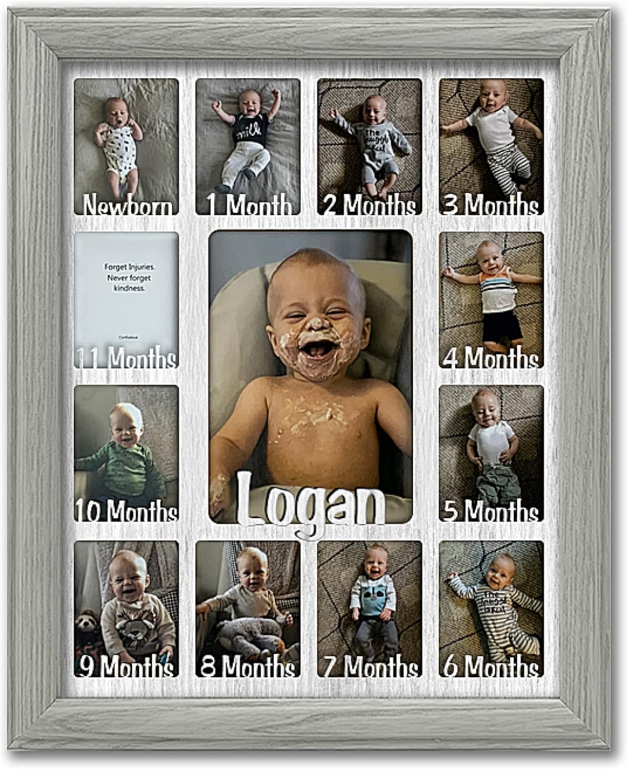 Northland Baby – Marco personalizado para el primer año, con capacidad para doce fotos de decoración de guardería de recién nacidos de 2.5 x 3.5