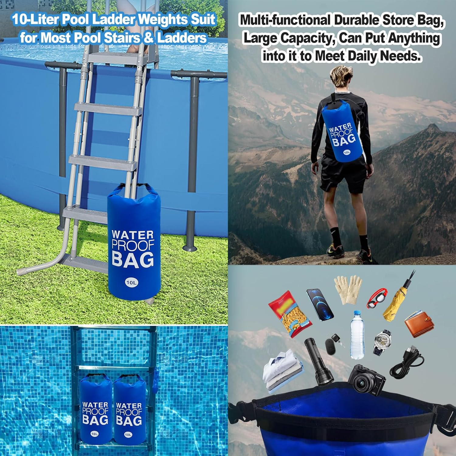 Pesas para escalones de piscina, pesas de piscina para escaleras, pesas impermeables para escaleras de piscina sobre el suelo con nailon y mango de