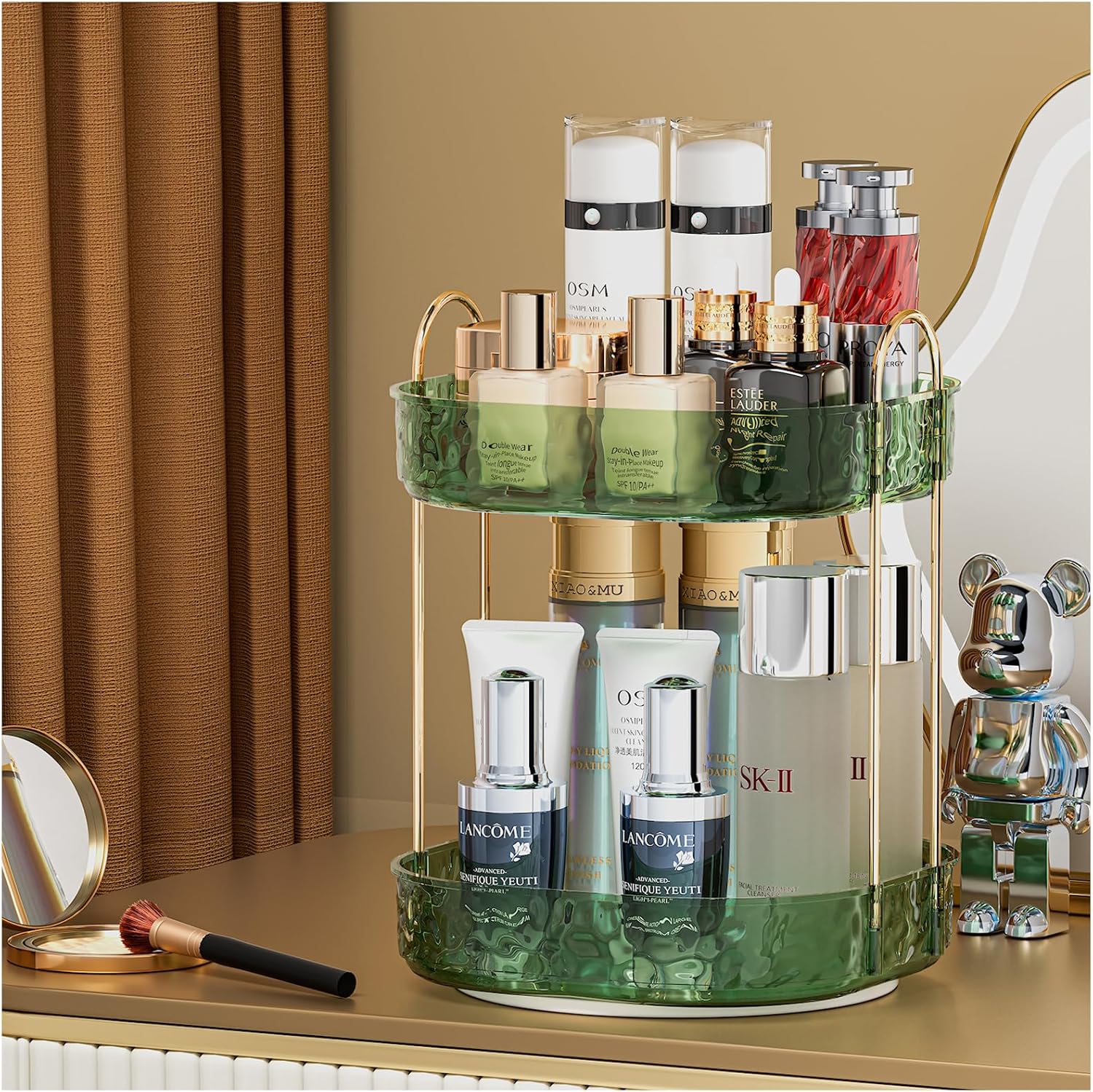 ZHIAI Organizador de maquillaje giratorio de 360, estante giratorio de maquillaje para baño, gran capacidad, almacenamiento de cosméticos, estante