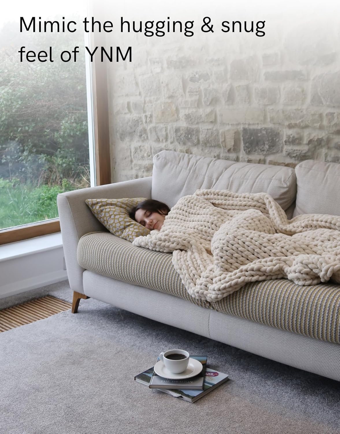 YnM Manta gruesa, tejida a mano con hilo de felpilla, agradable al tacto, ventilada y transpirable, lavable a máquina, pieza de decoración del hogar