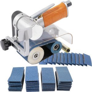 Lijadora de banda de aire de 2-38 x 10-14 pulgadas, herramienta neumática de tamaño de correa con 52 correas (#40, 60, 80 y #120), buena para Lijadora de banda de aire de 2-38 x 10-14 pulgadas, herramienta neumática de tamaño de correa con 52 correas (#40, 60, 80 y #120), buena para