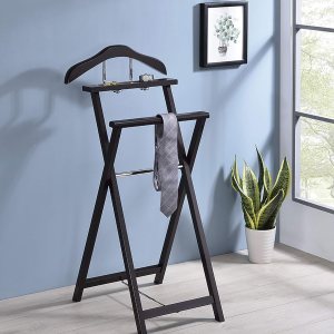 KB Designs – Soporte de valet plegable independiente para traje y corbata, organizador de ropa, nogalcromo KB Designs – Soporte de valet plegable independiente para traje y corbata, organizador de ropa, nogalcromo