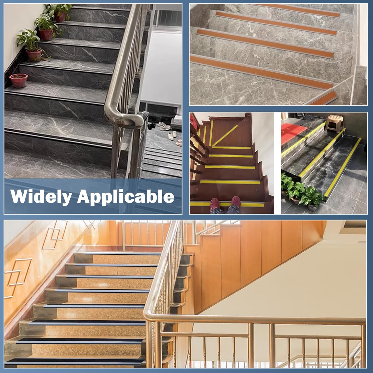 Borde de goma autoadhesivo para escaleras, protector de borde de escalera de vinilo, para exteriores e interiores (4 pies, marrón)