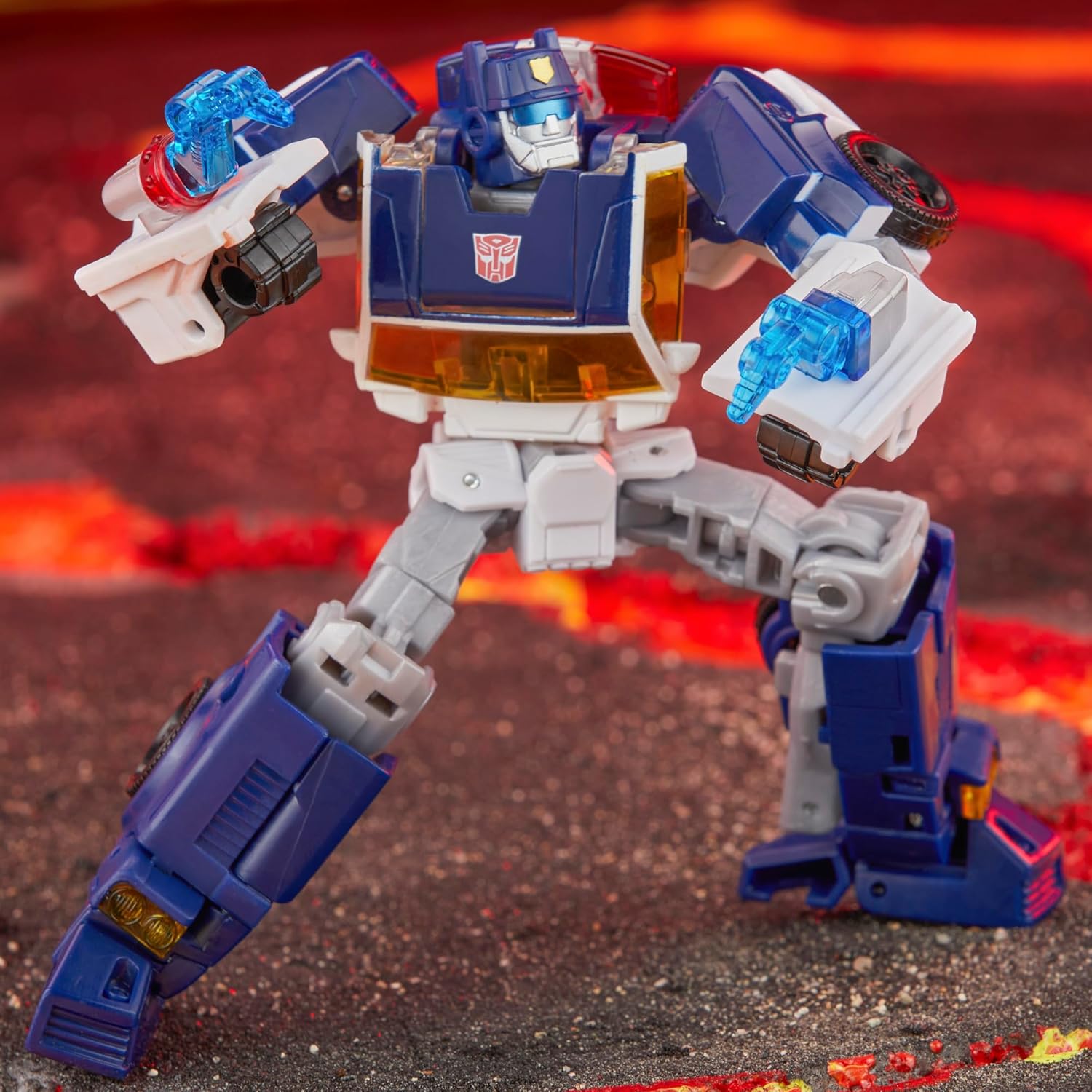 Transformers Legacy United Deluxe Class Rescue Bots Universe Autobot Chase, figura de acción de conversión de 5.5 pulgadas, 8+