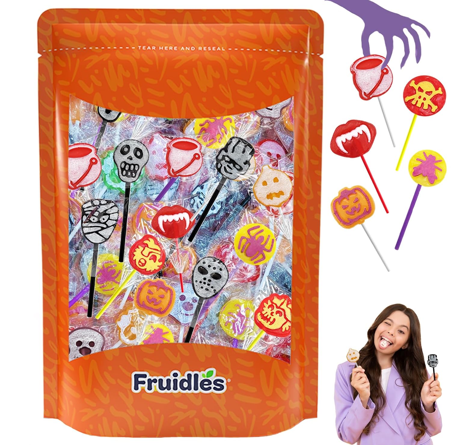 Caramelos de paletas de tatuajes de Halloween, paquete variado, ideal para rellenos de bolsas de fiesta, envueltos individualmente (2 libras)
