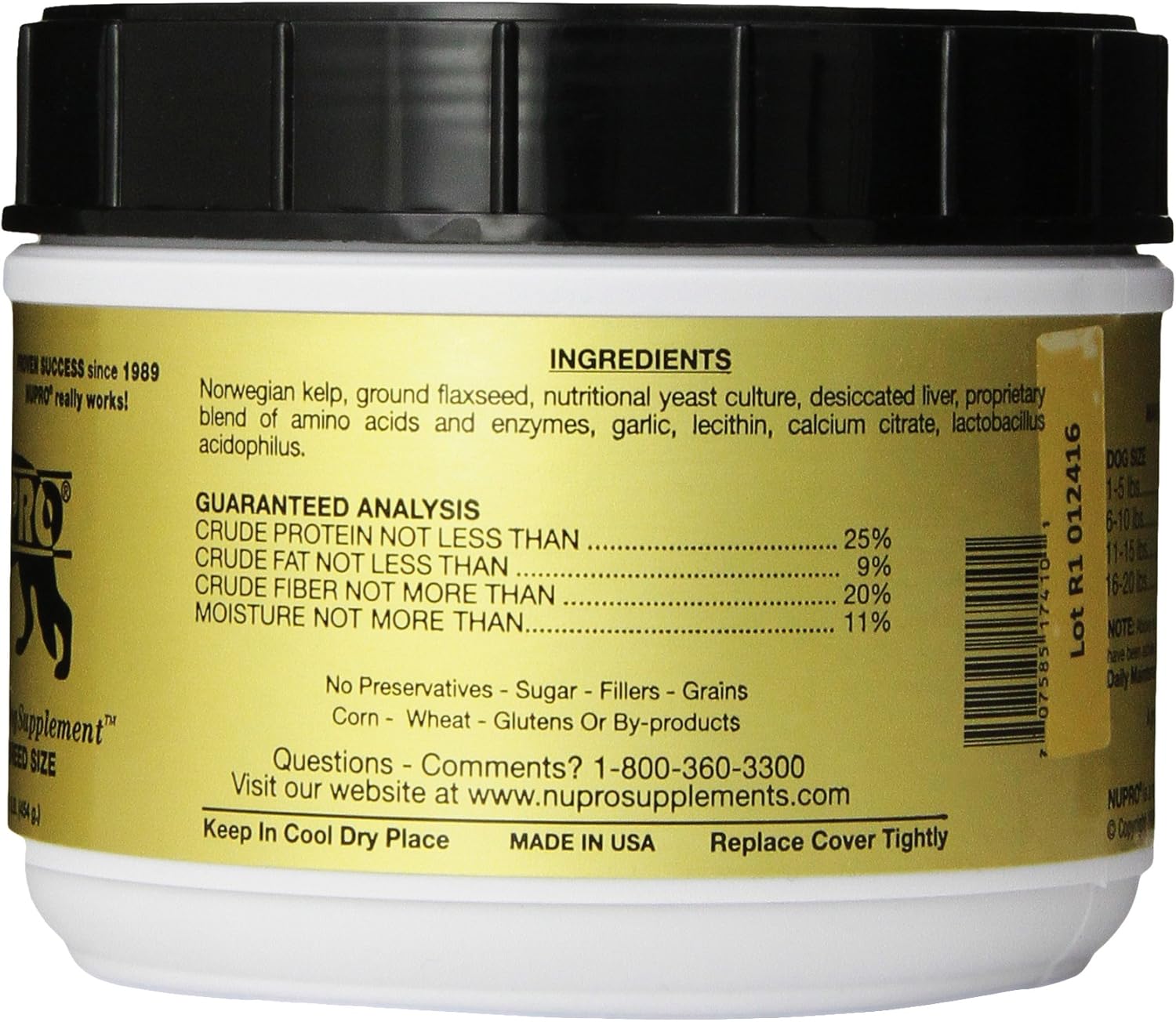 Suplemento natural para perros Nutri-Pet Nupro., Razas pequeñas