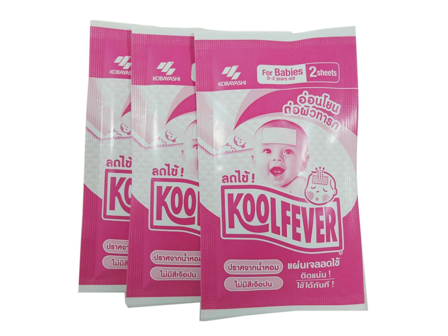 Kobayashi Kool Cool Fever Reduce Cooling Gel Pads PARA BEBÉ Enfriamiento toda la noche.