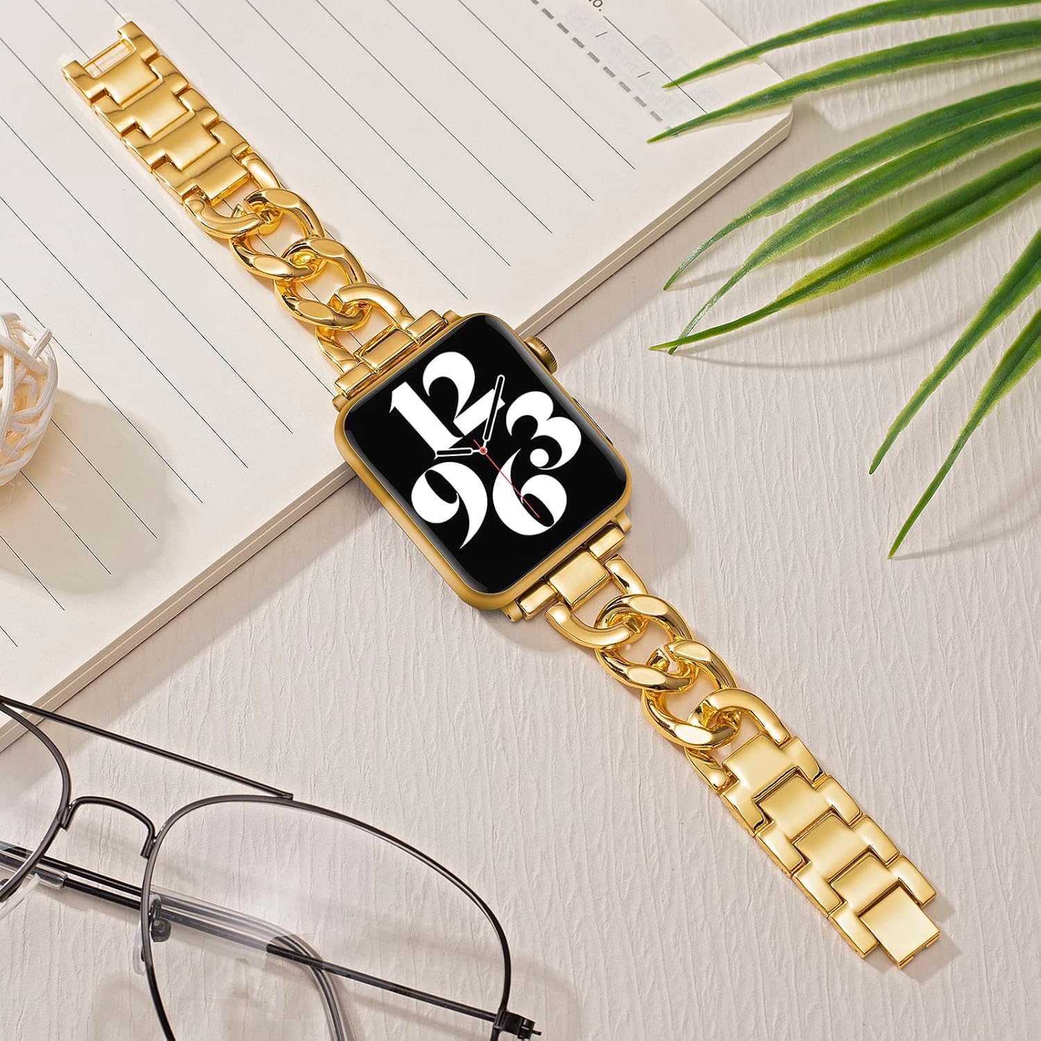 SEURE Correa de metal de acero inoxidable compatible con Apple Watch Band de 1.496 in 1.575 in 1.614 in 1.654 in 1.732 in 1.772 in, pulsera de