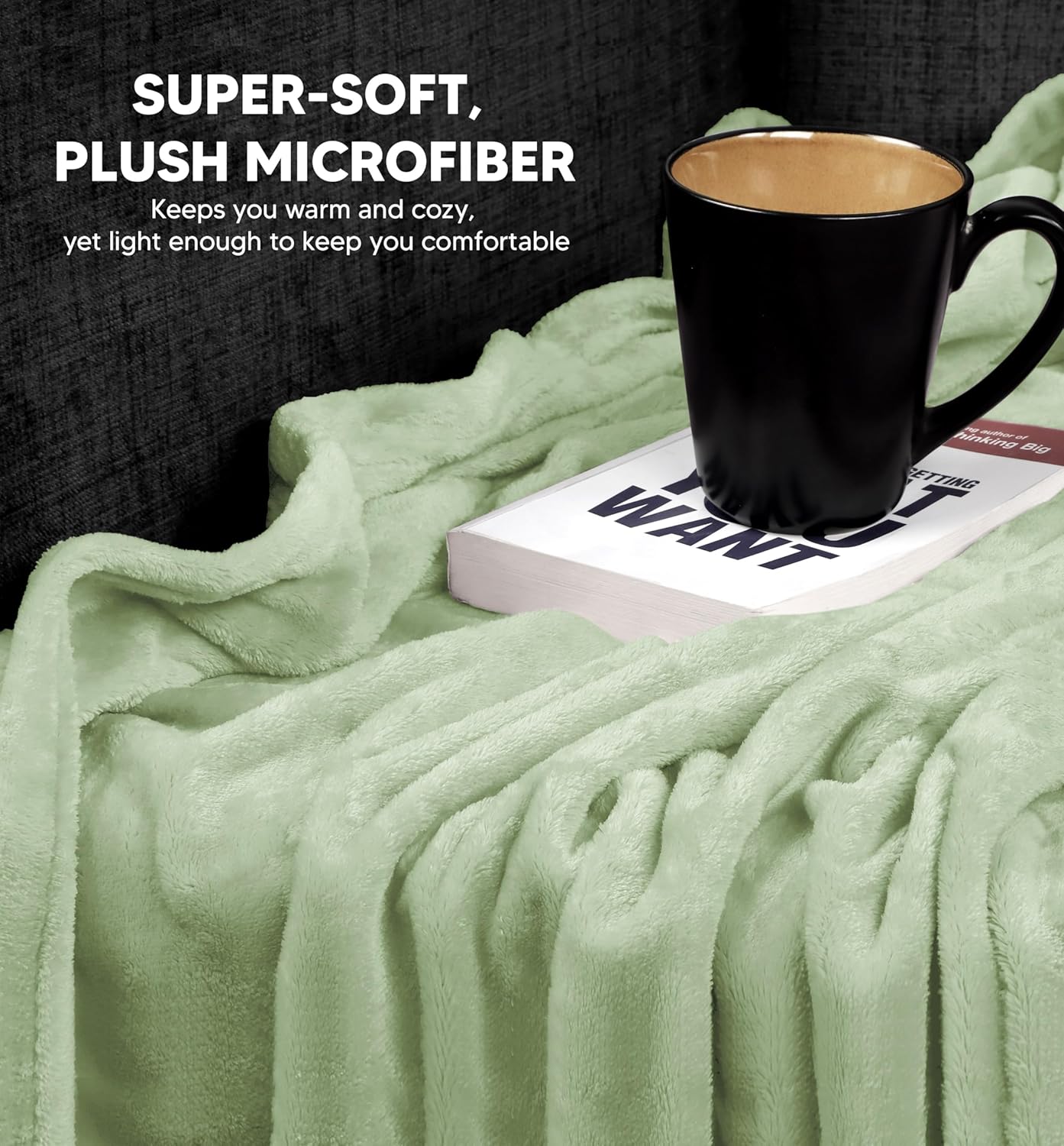 Utopia Bedding Manta de forro polar, tamaño matrimonial, color verde salvia, 10.53 ozm, de lujo, mullida, suave y antiestática de microfibra (90 x