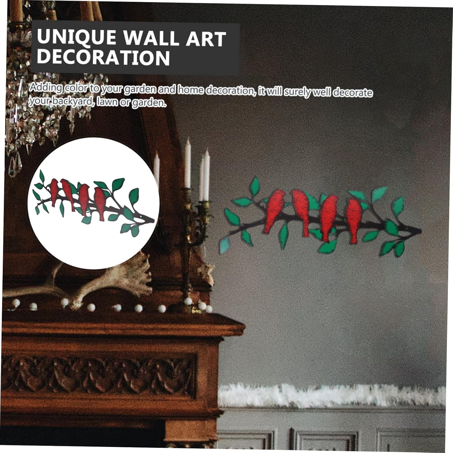 RORPOIR Silueta de hierro forjado pájaro al aire libre colgante decoración de pared decoración de valla de metal pájaros arte de pared animales
