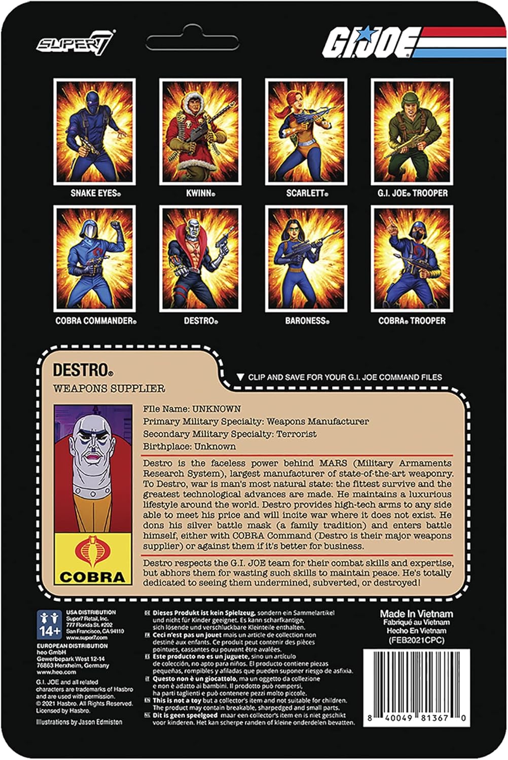 Super7 G.I. Joe Destro 3.75 en Figura de reacción