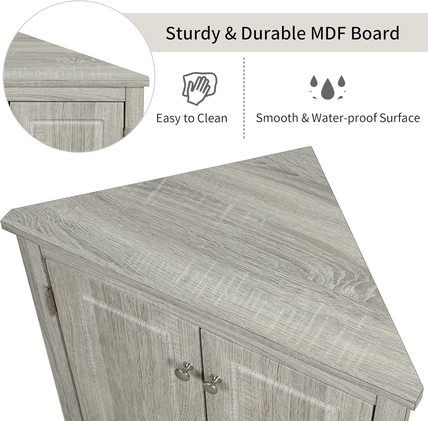 Harper & Bright Designs Armario de almacenamiento esquinero, gabinete de almacenamiento de baño independiente de 31.5 pulgadas con doble puerta y