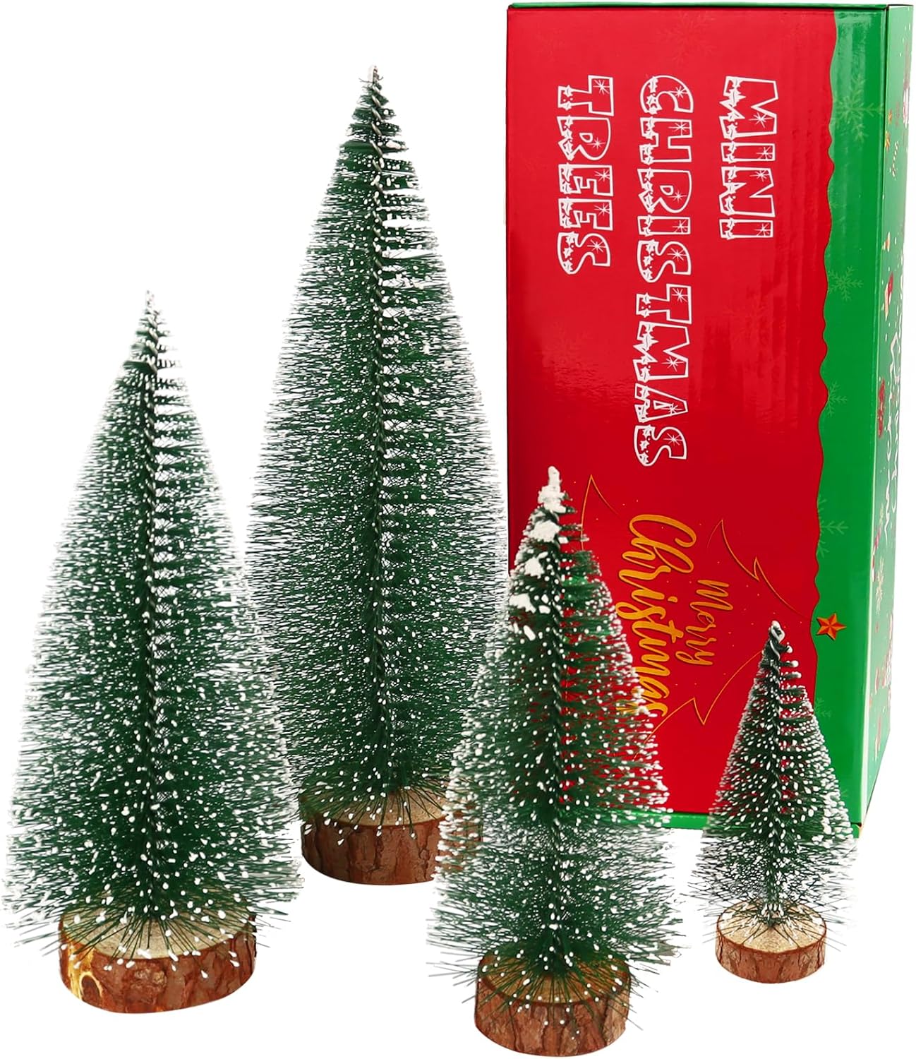 Cepillos para botellas, decoración de Navidad, pequeños árboles de Navidad para mesa, decoraciones de Navidad para interiores, mini árboles de sisal