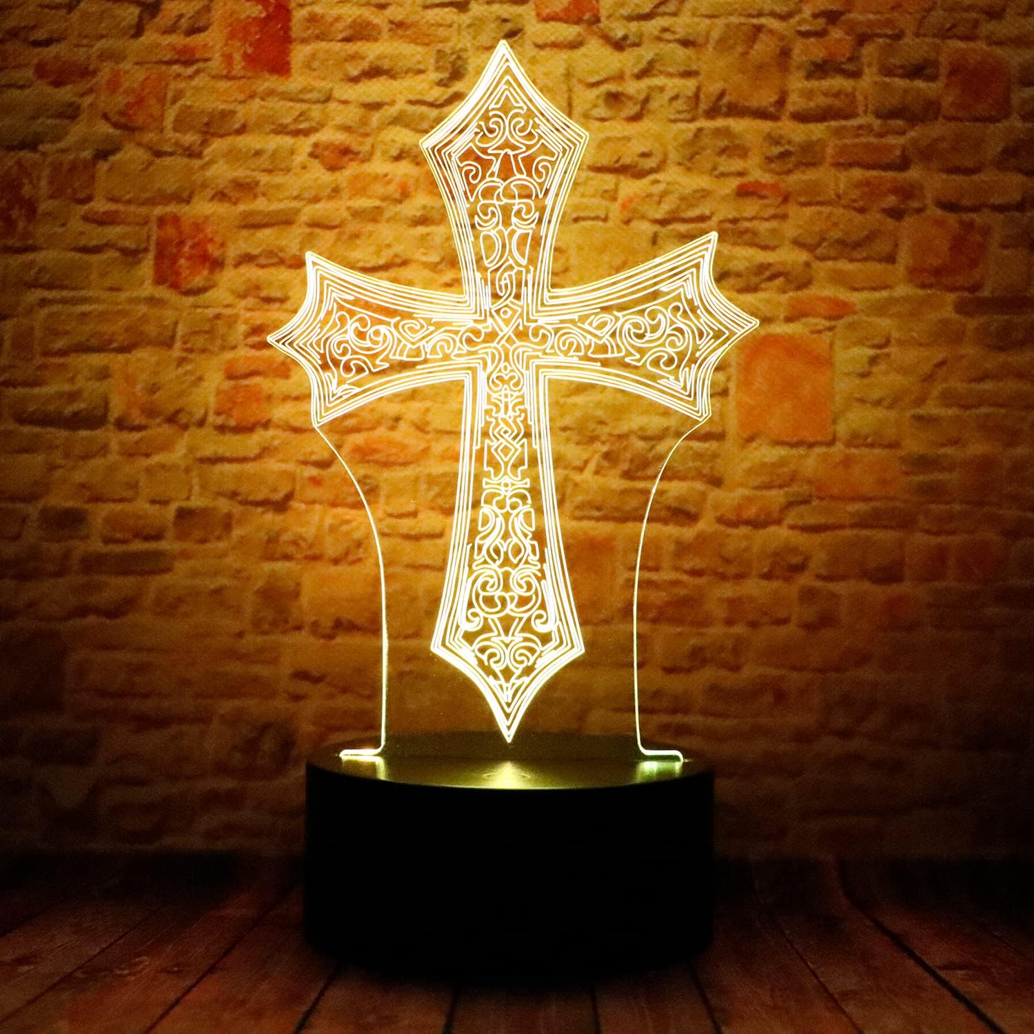 Lámpara de mesa con luz LED 3D de cruz de Cristo Jesús con control remoto, 7 colores, luz nocturna, cumpleaños, Navidad, Pascua, regalo cristiano