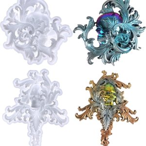 Xidmold 2 moldes de resina de calavera grandes, molde de fundición epoxi de calavera 3D para decoración de pared, molde de silicona para decoración Xidmold 2 moldes de resina de calavera grandes, molde de fundición epoxi de calavera 3D para decoración de pared, molde de silicona para decoración