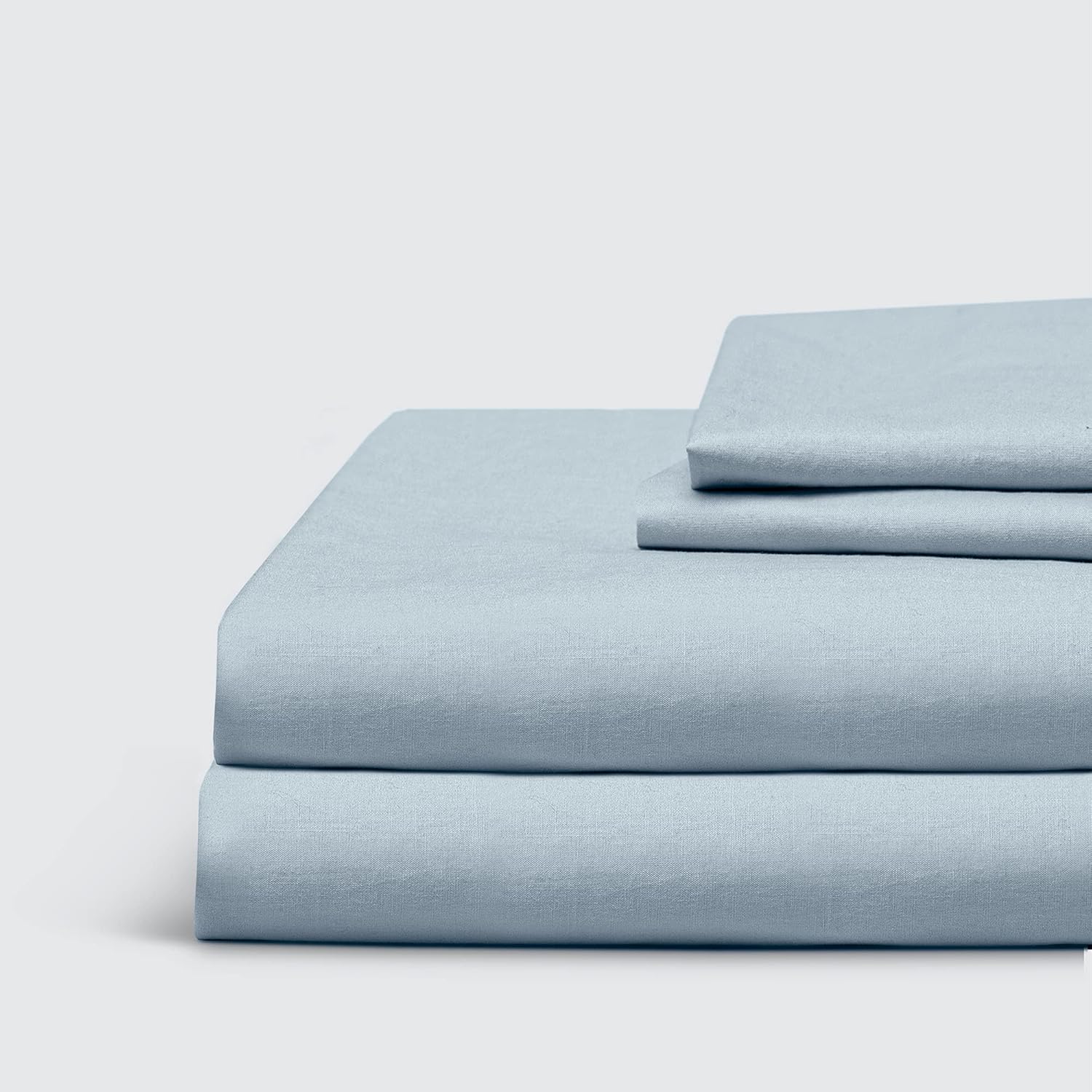 Everspread 100% Cotton Bed Sheets. Full Size – Light Blue. 4 Piece Sheet Set. Soft Washed Percale. Natural Long Staple Cotton. Cool & Breathable