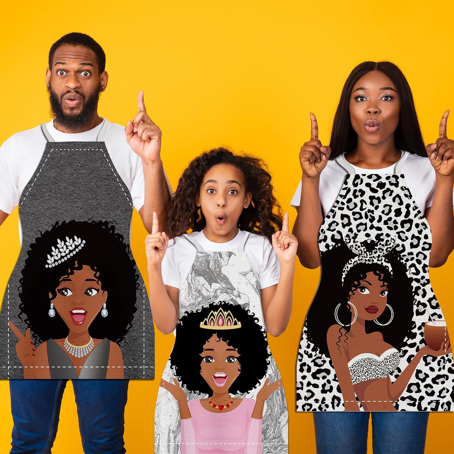 4 delantales para mujer africana, impermeables, delantales de reina afroamericana, ajustables, delantales negros para mujeres, niñas, delantales de