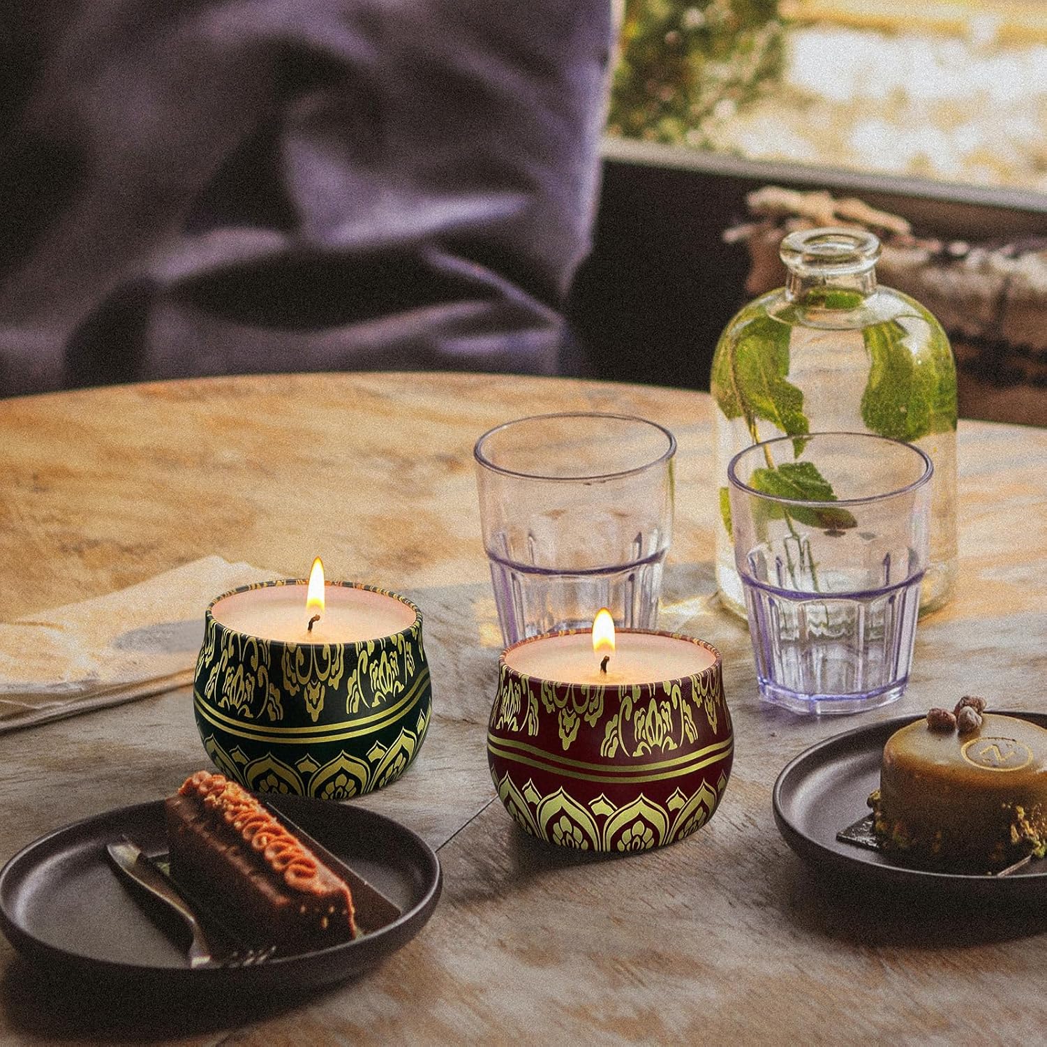 Vela perfumada de cera de soja, 4.4 onzas, juego de viaje portátil de 4 unidades para decoración del hogar, yoga, meditación, relajación, reducción